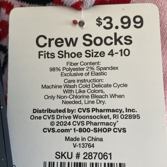 FREE WITH BUNDLE - Love You Like Gnome Other Red and Pink Crew Socks Size 4-10 - Picture 2 of 2